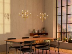 Manola 12 mini Ø45 Latón satinado Lámpas de techo De Herstal - Su elegante diseño lo convierte en un elemento central de su interior y con las fuentes de luz incluidas pronto podrá disfrutar de una nueva dimensión de estilo y belleza.