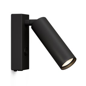 Pipeline Negro mate lámpara de lectura De Herstal - Con una altura de tan solo 12,5 cm y una distancia de 15,6 cm de la pared, esta elegante lámpara ofrece la iluminación direccional perfecta para leer o crear un ambiente acogedor.