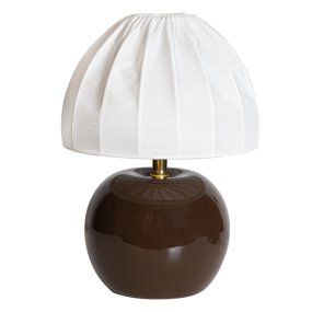 Peach 27cm Marrón lámpara de mesa De Cottex - La pantalla de tela blanca con su elegante dise&ntilde;o plisado contrasta maravillosamente con la base de tonos tierra y difunde una luz suave y agradable.