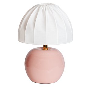 Peach 27cm Rosa lámpara de mesa De Cottex - La pantalla de tela blanca con su elegante dise&ntilde;o plisado contrasta maravillosamente con la base colorida y proporciona una luz suave y agradable.