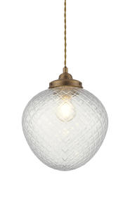 Gatsby Ø25 Latón antiguo Lámpas de techo De Aneta Lighting - La lámpara colgante Gatsby impresiona por su diseño clásico y elegante, con detalles en latón antiguo y una pantalla decorativa de cristal transparente ennegrecido.