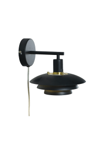 Epsilon 24cm Negro lámpara de pared De Aneta Lighting - El aplique Epsilon, con su diseño clásico y su expresión moderna, cuenta con una pantalla metálica de tres piezas que difunde la luz de forma agradable y evita el deslumbramiento.