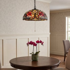 Larissa Ø38 Multicolor De Elstead Lighting - Larissa es una l&aacute;mpara colgante decorativa de estilo cl&aacute;sico Tiffany, elaborada en acero con un precioso acabado en bronce vintage.