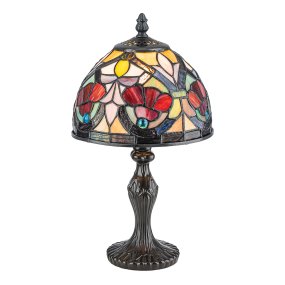 Larissa 37cm Multicolor De Elstead Lighting - La pantalla abovedada está hecha de vidrio acrílico de colores en hermosos tonos de rojo, amarillo, verde y azul, creando un patrón vibrante y lleno de detalles.