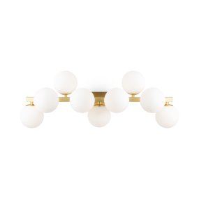 Dallas 65cm Oro lámpara de pared De Maytoni - La sofisticada estructura de metal, combinada con los globos de vidrio opalino blanco, la convierte en un verdadero punto de atracción, ideal para espacios amplios como salas de estar o comedores.