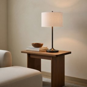 Soft 64cm Blanco/bronce De Belid - La pantalla, de lino blanco europeo, y la base con acabado bronce metalizado le confieren un toque de distinción.