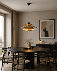 Stealth 2 Ø50 Oro Lámpas de techo De Nordic Lighting - Sus pantallas multicapa proporcionan una luz agradable y focalizada, a la vez que realzan su forma decorativa.