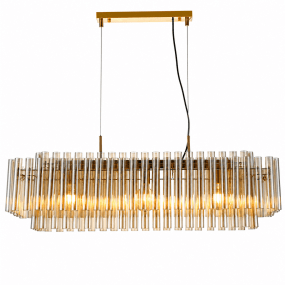 Lancaster 105cm Latón/ámbar cristal De Lampan - El cuerpo met&aacute;lico con acabado de lat&oacute;n realza su aspecto sofisticado y le confiere a Lancaster un car&aacute;cter atemporal que embellece toda la estancia.
