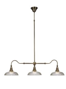 Snooker 107cm Antigüedad Lámpas de techo De Cottex - La l&aacute;mpara de techo Snooker, fabricada en metal con lat&oacute;n antiguo y cristal transparente con estructura acanalada, es una l&aacute;mpara elegante y con estilo que realza la atm&oacute;sfera de cualquier estancia.