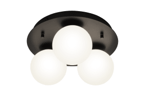 Nicosia Ø25 Negro lámpara de baño De Aneta Lighting - Lámpara de techo Nicosia negra con esferas de color blanco opal.