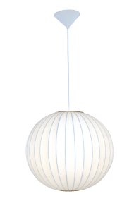 Kanoa Ø40 Blanco De Aneta Lighting - Al encenderla, la lámpara emite una luz agradable que se filtra a través de la tela, contribuyendo a una atmósfera cálida y acogedora en la habitación.