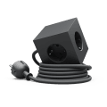 Square 1 with 30W Dual USBC & Magnetic base, 1.8m Negro De Avolt - Regleta de enchufes de diseño elegante de Avolt con un cable largo de PVC, un cubo de plástico reciclado y una placa magnética en la parte inferior para colgar en la pared.