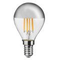 E14 Con Parte Superior Espejada 2,5W 2500K Regulable Transparente De Unison - Esta fuente de luz esf&eacute;rica de UNI-LEDISON presenta un dise&ntilde;o de espejo hacia arriba, lo que significa que la luz se refleja hacia abajo.