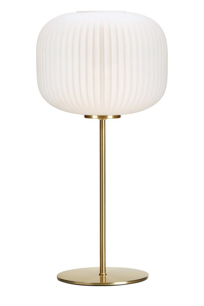 Sober 50cm Blanco lámpara de mesa De Markslöjd - Sober es una elegante lámpara de mesa con una estilosa pantalla de cristal y una base de latón cepillado.