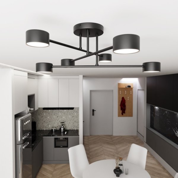 Halo Ø60 Negro plafón De Emibig Lighting - Su forma esbelta y su metal con recubrimiento en polvo le dan a la lámpara un aspecto único que se adapta perfectamente a los hogares modernos.
