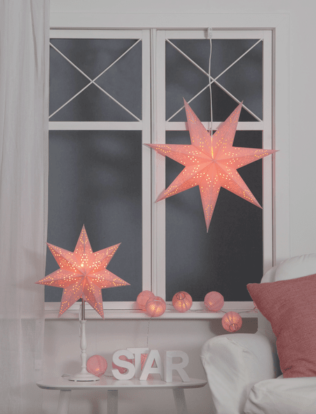 Romantic Ø55 Rosa De Star Trading - Estrellas de papel rosa con bonitos patrones decorativos para uso en interiores.