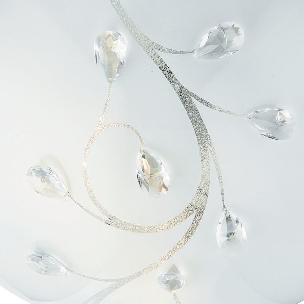 Dunkirk Ø40 Blanco plafón De Searchlight - La lámpara de techo Dunkirk combina elementos de vidrio, ópalo y cristal para crear un diseño impresionante.