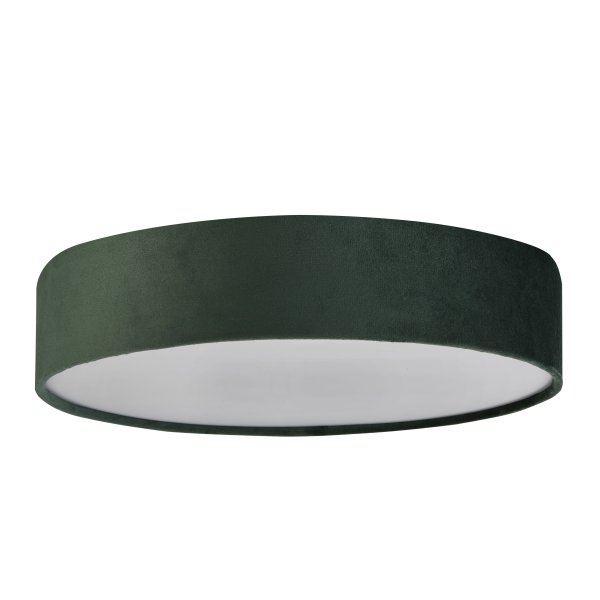Drum Ø50 Verde plafón De Searchlight - Esta lámpara colgante de tambor de terciopelo verde es una manera sencilla de agregar color y textura a cualquier habitación.