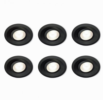 Downlight DWN-02 6P Negro De Plejd - DWN-02 tiene una temperatura de color ajustable y se puede configurar a una temperatura fija o atenuar a una luz cálida.