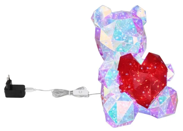 Brondar Transparente lámpara infantil De Globo Lighting - Den charmiga bordslampan i form av en s&ouml;t bj&ouml;rn med ett hj&auml;rta i kristall-look sprider ett magiskt sken i rummet.