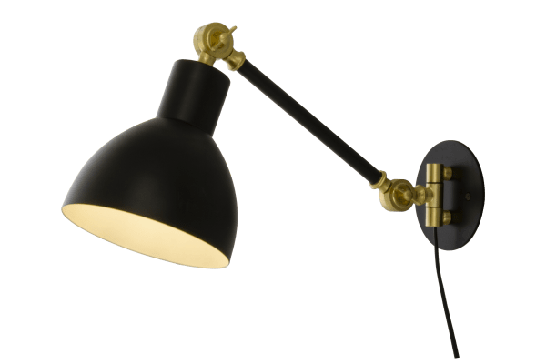 Dublin 40cm Negro lámpara de pared De Aneta Lighting - Funciona igual de bien como lámpara de lectura en la sala de estar o como lámpara de noche.