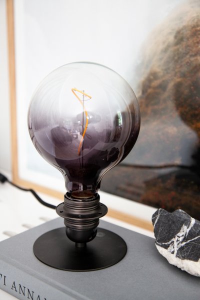 Combi 7cm Plata oscura lámpara de mesa De Halo Design - Se suministra con cable textil de 2 m de longitud, interruptor de alimentación y enchufe.