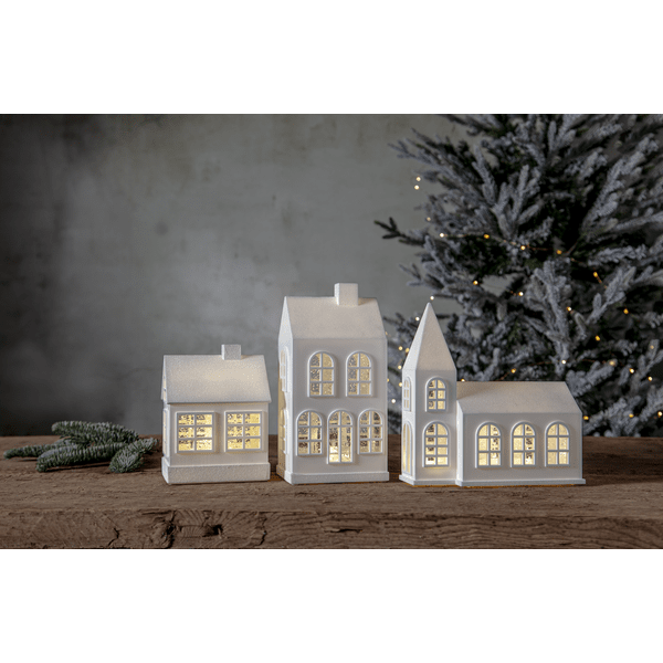 Vinter 20cm Blanco De Star Trading - Cuenta con un techo blanco brillante y hermosas ventanas.