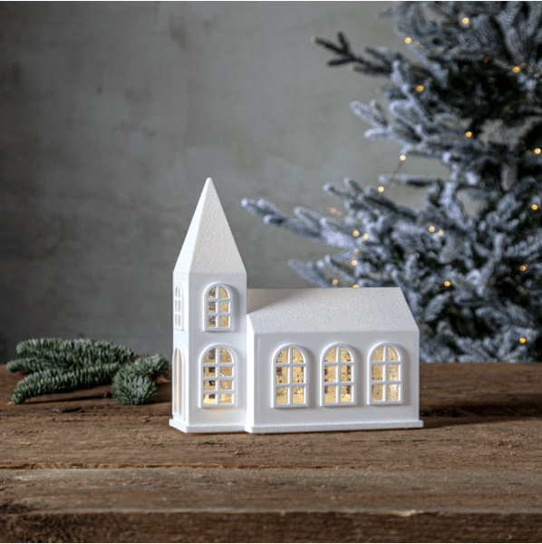 Vinter 20cm Blanco De Star Trading - Cuenta con un techo blanco brillante y hermosas ventanas.