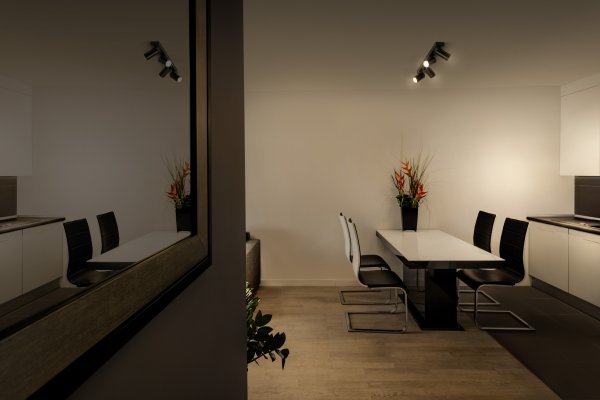 Octagon 4 Negro foco de techo De Osram - Den n&auml;tta formen i kombination med de r&ouml;rliga spotlightsen g&ouml;r den m&aring;ngsidig och passar in i alla hem och stilar.