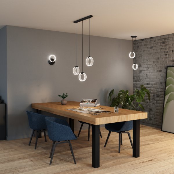 Circle PL 66cm Negro Lámpas de techo De Ledvance - En la primera etapa, la l&aacute;mpara brilla en luz blanca c&aacute;lida con 3000K, en la segunda etapa en luz blanca fr&iacute;a con 4200K y en la tercera etapa en 6500K (luz diurna).