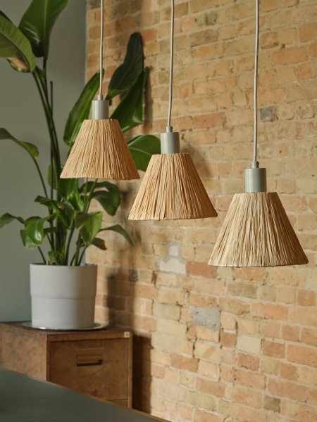 Raffia 85cm Naturaleza Lámpas de techo De Osram - Se recomienda colocarlo encima de la mesa del comedor o de la encimera de la cocina.