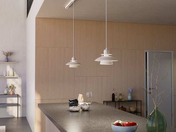 Primus IV Ø28 Blanco brillante Lámpas de techo De Belid - Primus es una de nuestras lámparas colgantes de cocina más populares.