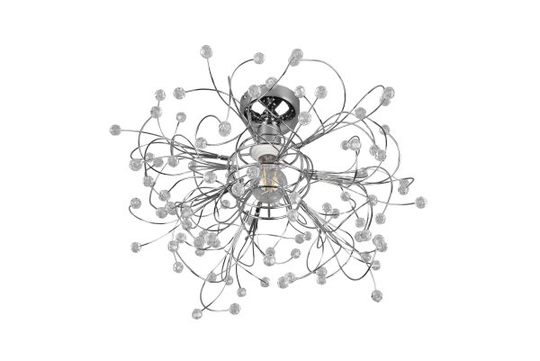 Gloria Ø52 Cromo plafón De Trio Lighting - Con su forma delicada y sus brillantes apliques de acrílico, la lámpara crea un efecto de luz cálido y acogedor, perfecto para salas de estar y comedores.