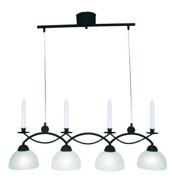 Florens 90cm Negro Lámpas de techo De Cottex - La lámpara de techo Floren de metal y cristal blanco combina elegancia y funcionalidad con espacio para cuatro luces y añade un toque clásico a tu hogar.