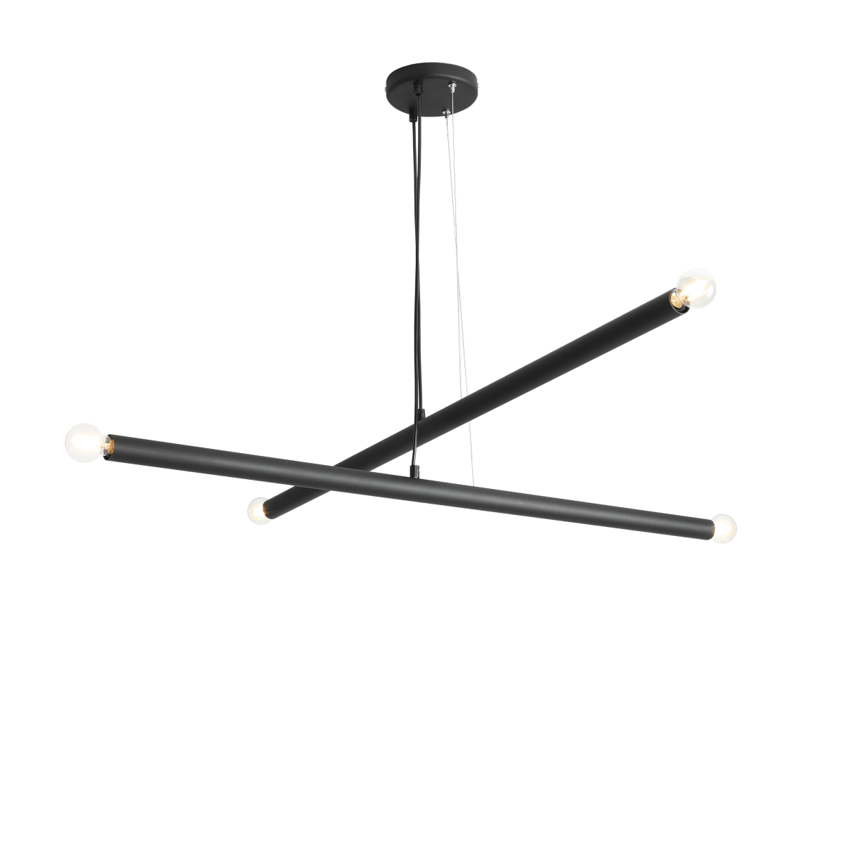 Tubo 4 100cm Negro Lámpas de techo De Artera - Cada tubo mide 100 cm de largo, 3,2 cm de diámetro y cuenta con una fuente de luz en cada extremo.