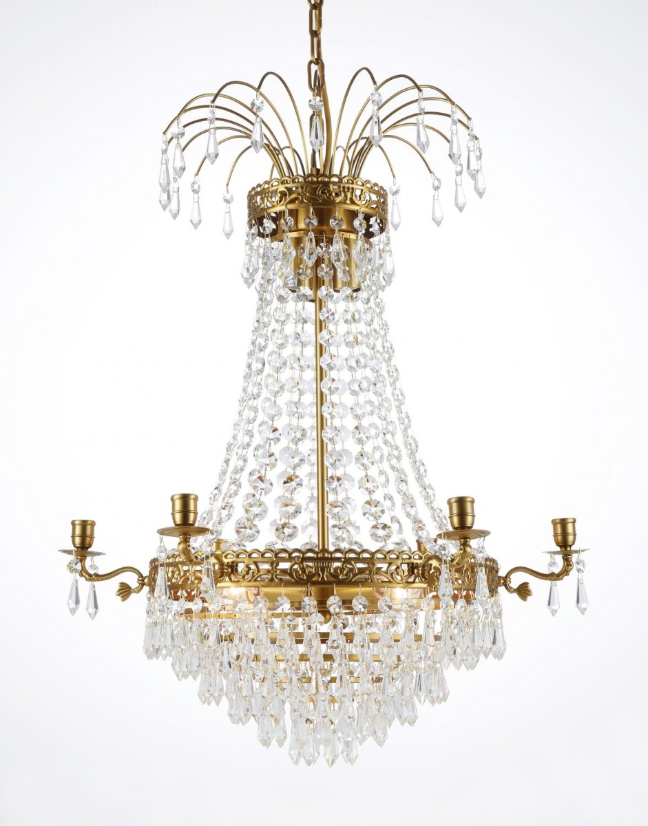 Empire Classic Ø55 Latón cepillado cristal De Norrsken Design - La lámpara de araña es a la vez una gran fuente de luz y una obra de arte y es perfecta para crear una atmósfera de elegancia tanto en el comedor como en la sala de estar.