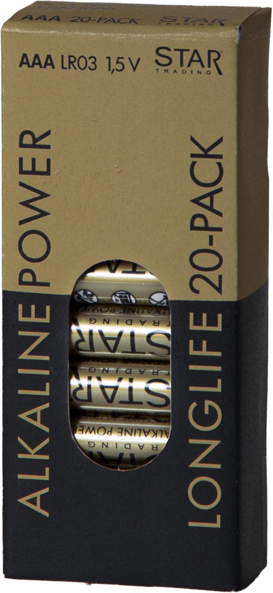 Batería Pack De 20 AAA 1,5V Power Alkaline Oro De Star Trading - 