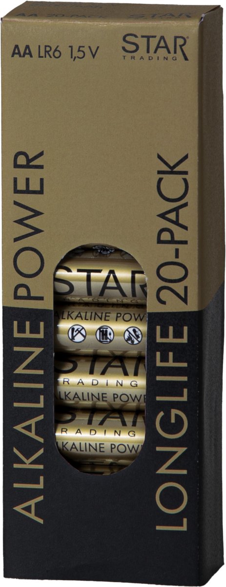 Batería Pack De 20 AA 1,5V Power Alkaline Oro De Star Trading - 
