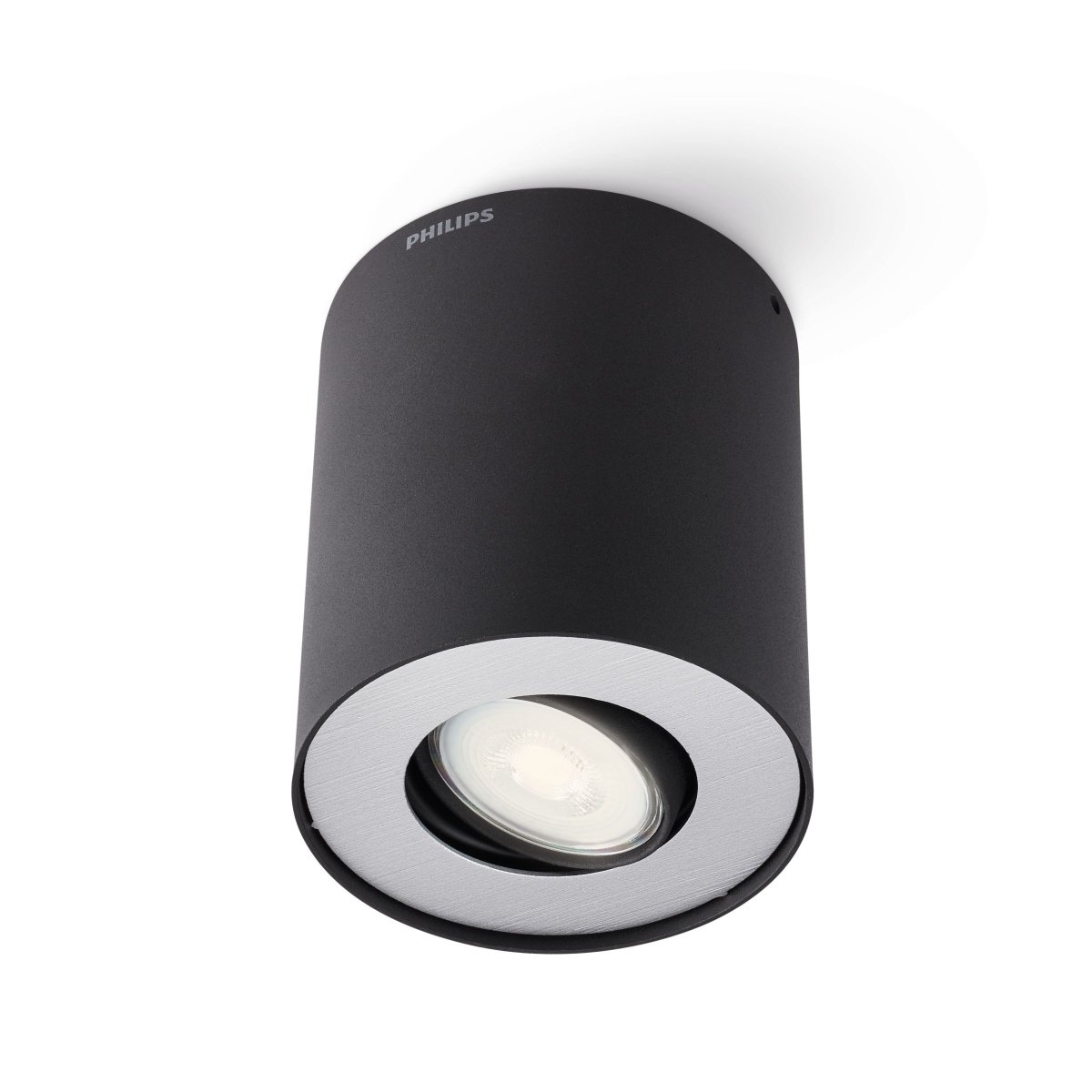 Pillar Negro foco de techo De Philips - Combínalo con una fuente de luz LED GU10 de Philips y obtendrás una iluminación de alta calidad que durará años.