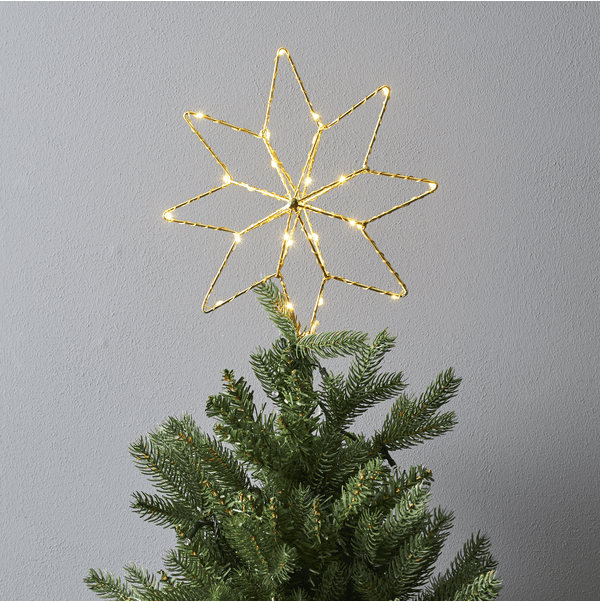Estrella Para Árbol De Navidad Topsy Oro De Star Trading - Funciona con pilas y con pinza para fijarlo f&aacute;cilmente al &aacute;rbol de Navidad.
