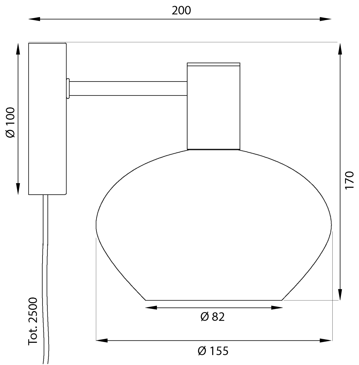 Bell Ø15 Gris humo lámpara de pared De Aneta Lighting - La lámpara de pared Bell destaca por su elegante combinación de cristal negro y ahumado.