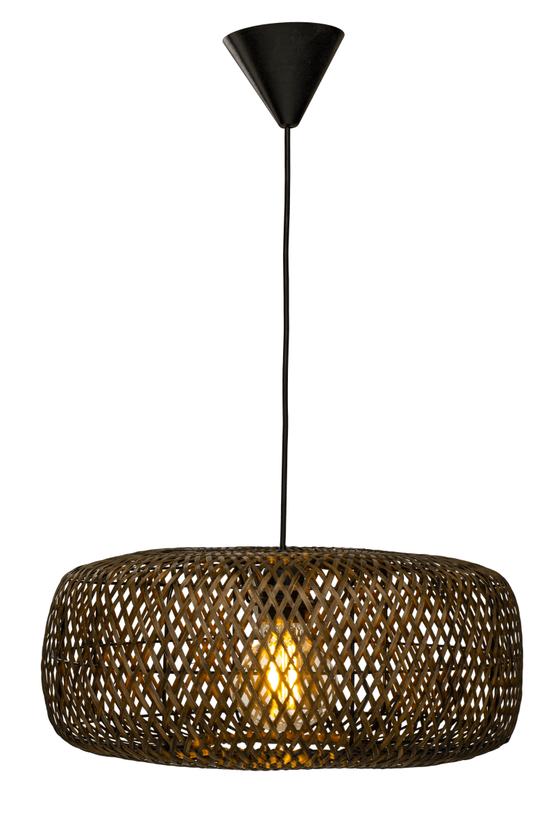Savanna Ø57 Marrón Lámpas de techo De Aneta Lighting - La pantalla de ratán tejido proporciona una luz cálida y acogedora en la sala de estar o sobre la mesa de la cocina.