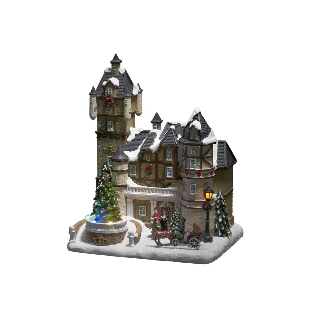 Casa De Fibra Óptica Multicolor De Konstsmide - Transforma tu hogar en un m&aacute;gico para&iacute;so invernal con esta decoraci&oacute;n navide&ntilde;a de fibra de vidrio con forma de casa cubierta de nieve.