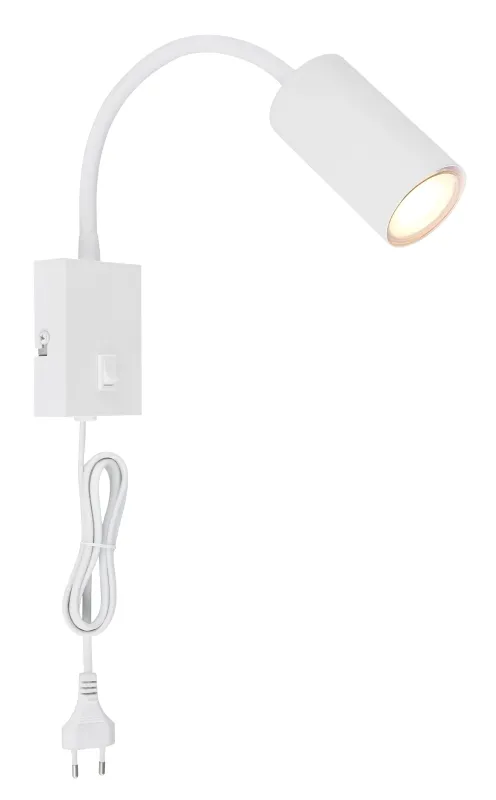 Robby Blanco lámpara de lectura De Globo Lighting - Robby &auml;r en klassisk, kompakt v&auml;gglampa tillverkad i plast och mattvit metall, vilket ger en stilren och modern look.