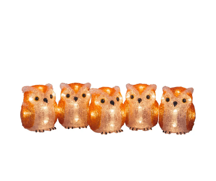 Familia De Búhos 40 LED Naranja De Konstsmide - La guirnalda de luces, hecha de resistente pl&aacute;stico acr&iacute;lico, cuenta con 40 LED de color blanco c&aacute;lido, ideales para interiores y exteriores.