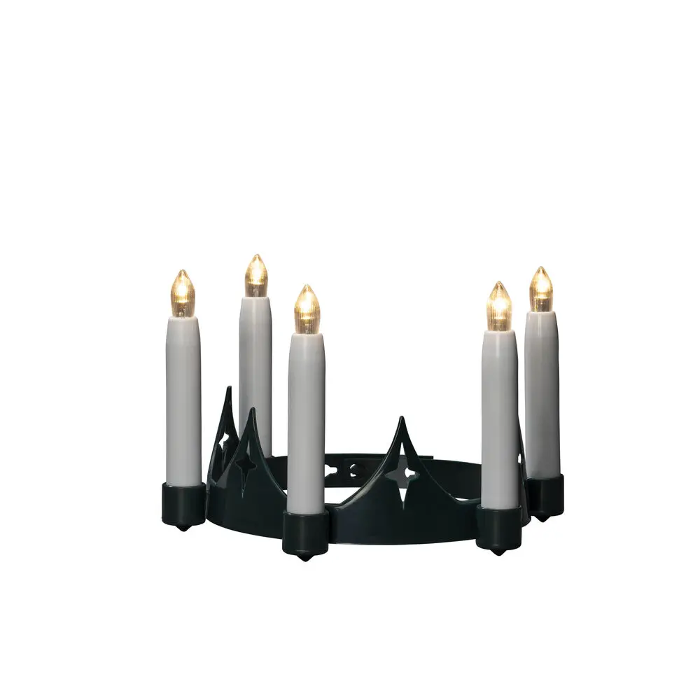 Corona De Santa Lucía Verde De Konstsmide - L&aacute;mpara de ara&ntilde;a tradicional Lucia realizada en pl&aacute;stico verde con 5 luces LED blancas que emiten una luz c&aacute;lida y atmosf&eacute;rica.