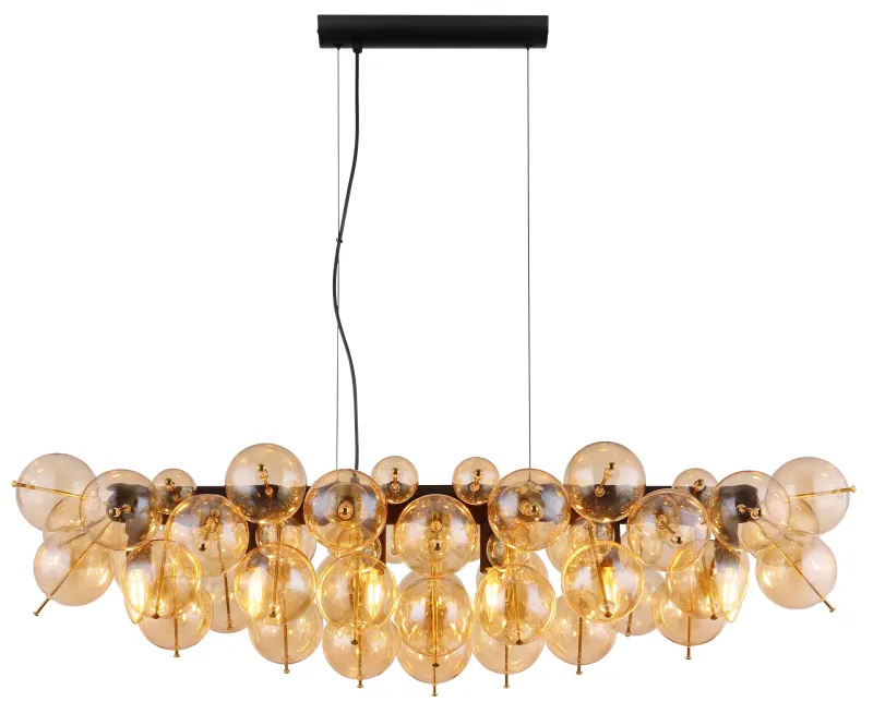 Udo 120cm Ámbar Lámpas de techo De Globo Lighting - Den mattsvarta metallen ger lampan en sofistikerad och modern k&auml;nsla.