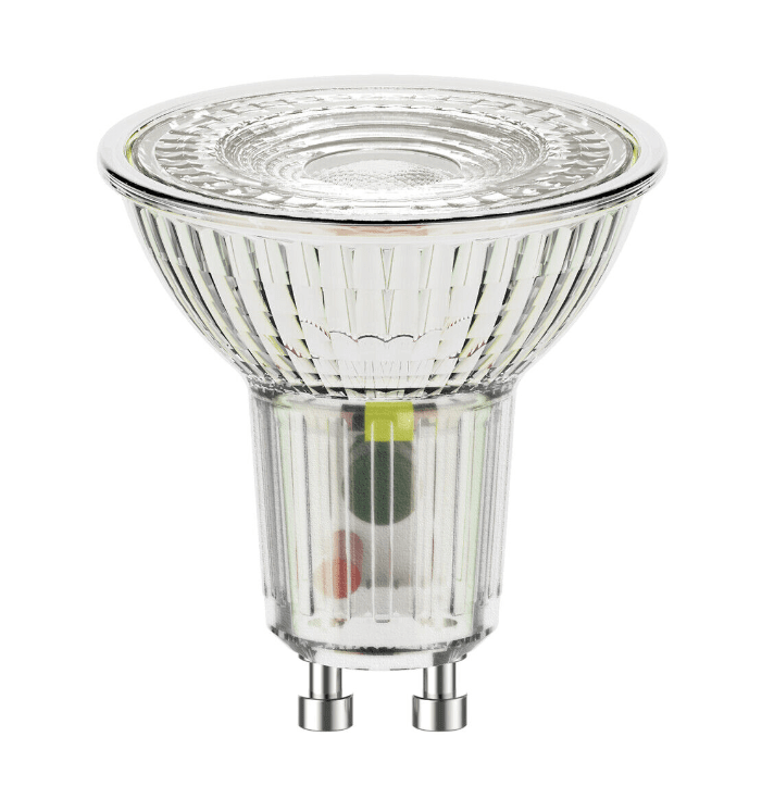 GU10 LED 4W 3000K De Airam - Proporciona una luz focalizada de 345 lúmenes con un ángulo de haz de 36°.