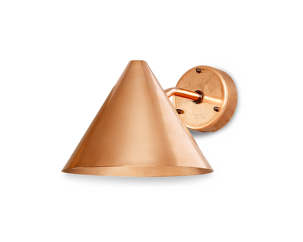 Tratt Cobre crudo lámpara de exterior De Westal - La l&aacute;mpara de pared de embudo es una l&aacute;mpara de pared orientada hacia abajo con un patr&oacute;n de luz circular hecha de cobre crudo para mayor durabilidad y larga vida &uacute;til.