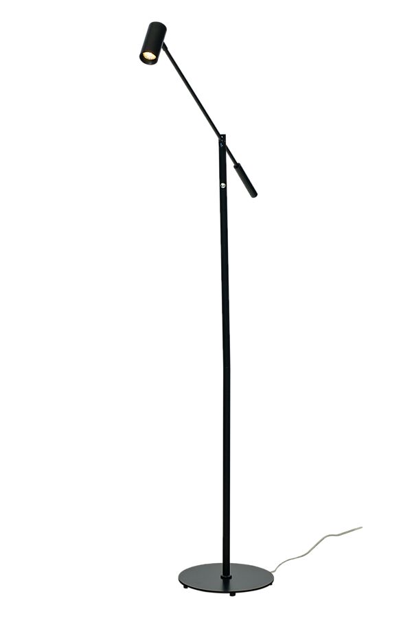 Concord Negro lámpara de pie De Aneta Lighting - Concord con iluminación integrada proporciona una luz blanca cálida y dirigida que se puede atenuar cómodamente mediante el interruptor de encendido en la pared.